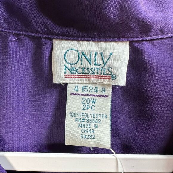 Only Necessities Purple Button Front Blouse Roll Tab Sleeve Career Business 20W - Picture 2 of 6